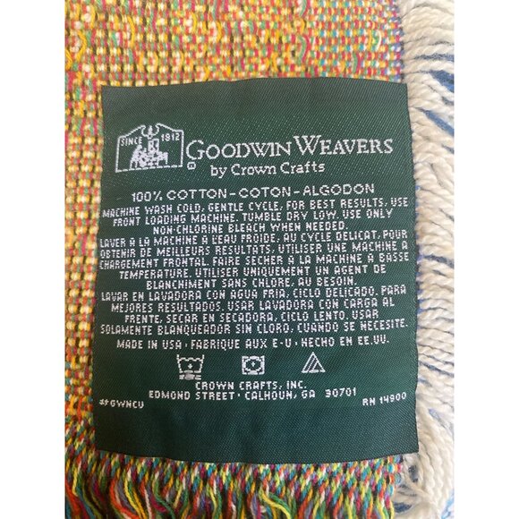 Goodwin Weavers Star of David Throw Blanket 57x45 Judaica Tapestry Cotton Fringe - Picture 11 of 11